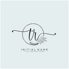 TR Letter Initial beauty monogram and elegant logo design, handwriting logo of initial signature, wedding, fashion, floral and botanical with creative template design.