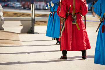 Fototapeta na wymiar Guards in Korean traditional costume event 
