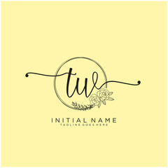 TW Letter Initial beauty monogram and elegant logo design, handwriting logo of initial signature, wedding, fashion, floral and botanical with creative template design.