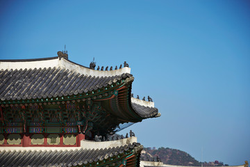 Korean traditional historic building roof 