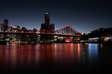 Fototapeta na wymiar urban, city, brisbane, queensland, bridge, history bridge, night, australia