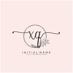 XQ Letter Initial beauty monogram and elegant logo design, handwriting logo of initial signature, wedding, fashion, floral and botanical with creative template design.