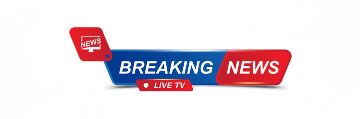 Breaking News template title for screen TV channel on white background. Flat vector illustration EPS10