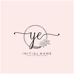 YE Letter Initial beauty monogram and elegant logo design, handwriting logo of initial signature, wedding, fashion, floral and botanical with creative template design.