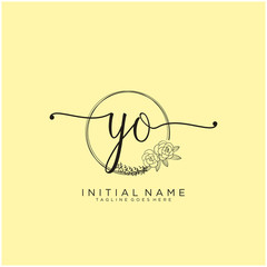 YO Letter Initial beauty monogram and elegant logo design, handwriting logo of initial signature, wedding, fashion, floral and botanical with creative template design.