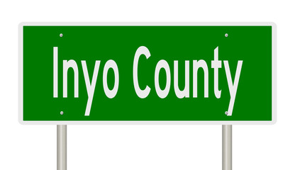 Rendering of a green 3d highway sign for Inyo County