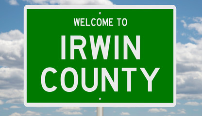 Rendering of a green 3d highway sign for Irwin County