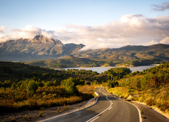 panoramic view of the Benicadell mountain range and the Beniarrés reservoir