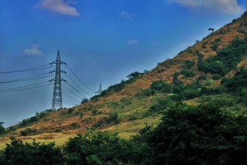 electrical tower in the mountains