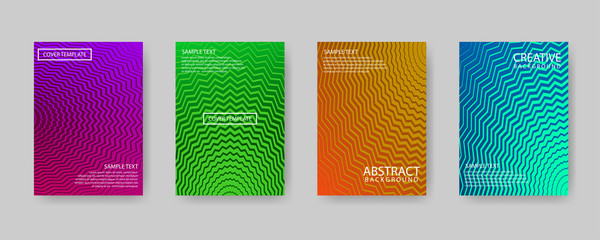 Minimal covers design. Modern background with zigzag lines texture for use element placards, banners, flyers, posters etc. Colorful shapes gradients. Future geometric patterns.
