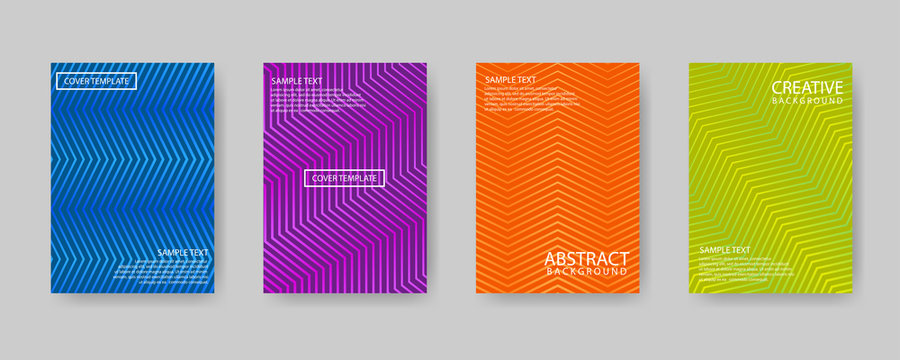 Minimal covers design. Modern background with zigzag lines texture for use element placards, banners, flyers, posters etc. Colorful shapes gradients. Future geometric patterns.