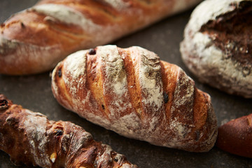 Group of bread on stone background