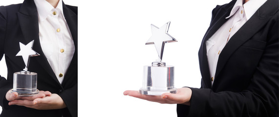 Young businesswoman isolated on the white