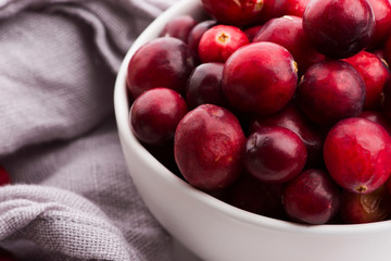 Ceramic bowl of Cranberry on white background