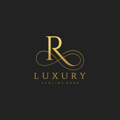 R Luxury Letter Logo Design Vector - obrazy, fototapety, plakaty