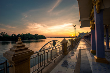 Background of one of the religious sites in Thailand (Wat Sothon Wararam Worawihan) in Chachoengsao, tourists always come to make merit.