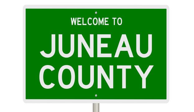 Rendering Of A Green 3d Highway Sign For Juneau County