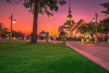 Obraz premium Background of one of the religious sites in Thailand (Wat Sothon Wararam Worawihan) in Chachoengsao, tourists always come to make merit.