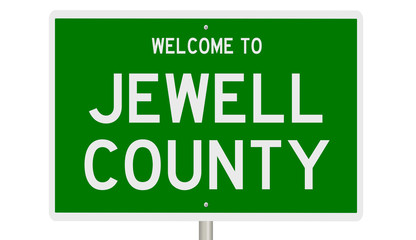 Rendering of a green 3d highway sign for Jewell County