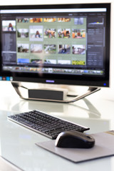 workstation consisting of computer, keyboard, mouse, and monitor