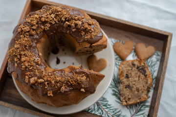 home made traditional Gingerbread Bundt Cake for Christmas