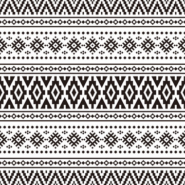 Seamless Ethnic Pattern in black and white color. Black White Tribal Aztec Pattern. Black white ukraine pattern