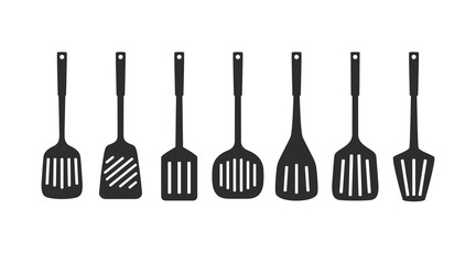 Set of silhouettes of kitchen spatulas, vector illustration