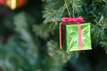 christmas tree on red background