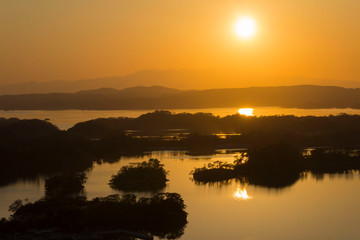 壮観　大高森の夕日／日本三景松島／宮城県東松島市