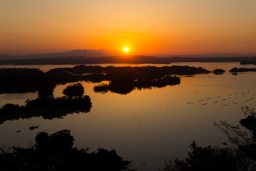 壮観　大高森の夕日／日本三景松島／宮城県東松島市