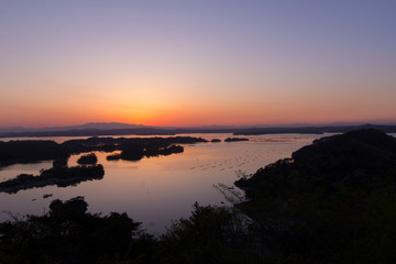 壮観　大高森の夕日／日本三景松島／宮城県東松島市