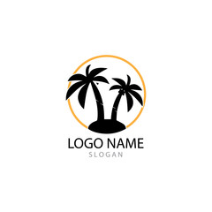 Palm tree summer logo template vector illustration