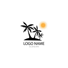 Palm tree summer logo template vector illustration