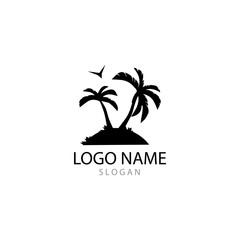 Palm tree summer logo template vector illustration