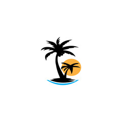 Palm tree summer logo template vector illustration