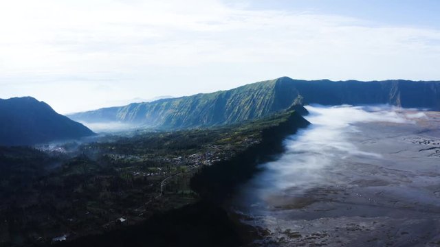 Tengger Caldera with sea of sand near Mount Bromo