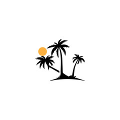 Palm tree summer logo template vector illustration