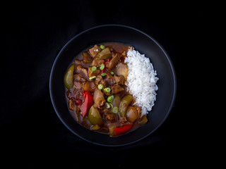 Mongolian lamb with rice