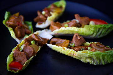 mongolian lamb with lettuce Wrap