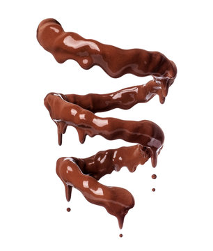 Chocolate splashes in spiral shape isolated on a white background