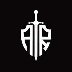 AR logo with shield shape and sword