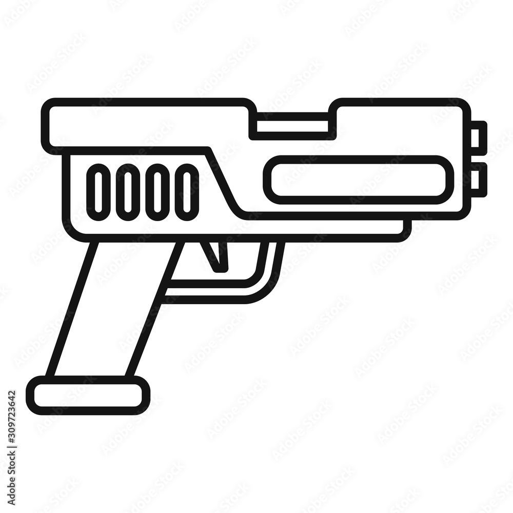 Sticker Automatic blaster icon. Outline automatic blaster vector icon for web design isolated on white background