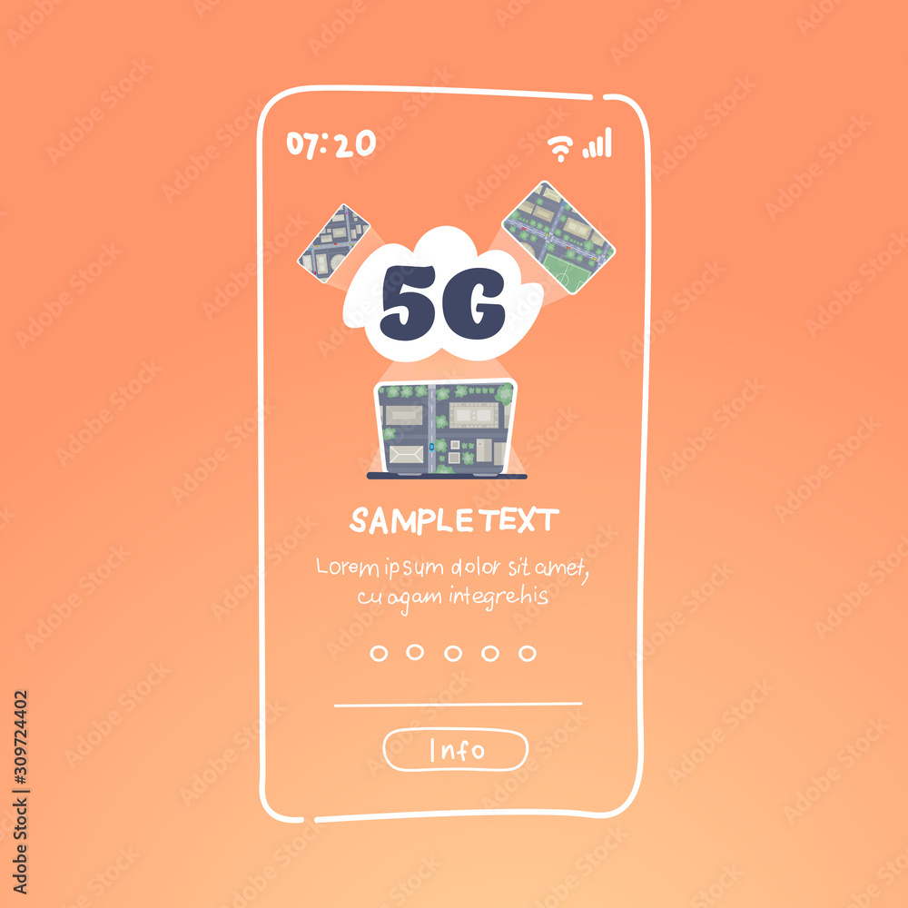 Poster 5g data cloud digital devices network online communication wireless system connection concept fifth 
