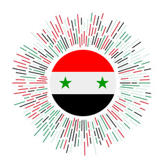 Syria sign. Country flag with colorful rays. Radiant sunburst with Syria flag. Vector illustration.