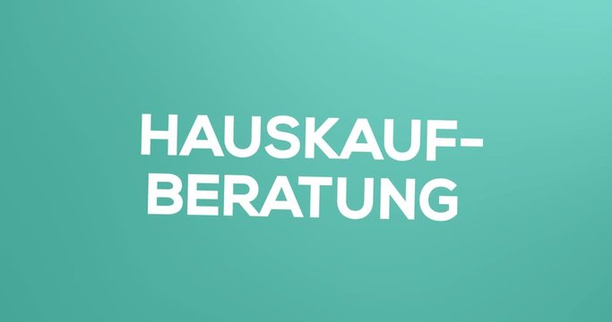 Baugutachter - Textanimation f&uuml;r Blog, Soziale Medien oder Website. Werbung/Marketing f&uuml;r Gutachter f&uuml;r Immobilien. Hintergrund t&uuml;rkis