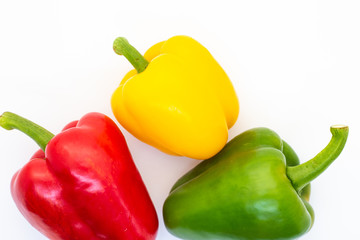 Sweet chilli pepper close up on white background
