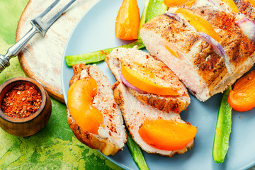 Roast pork meat with persimmon