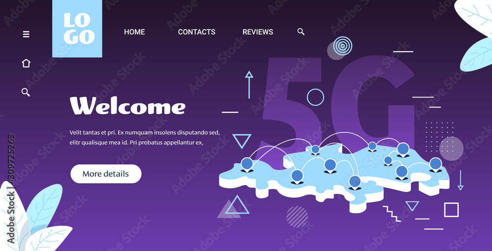 Aufkleber 5g online communication network location geo tags on world map wireless systems connection concept f