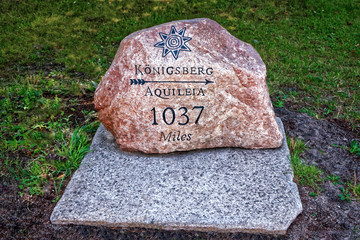 Kaliningrad Decorative pointing stone Konigsberg Aquileia 1037 miles