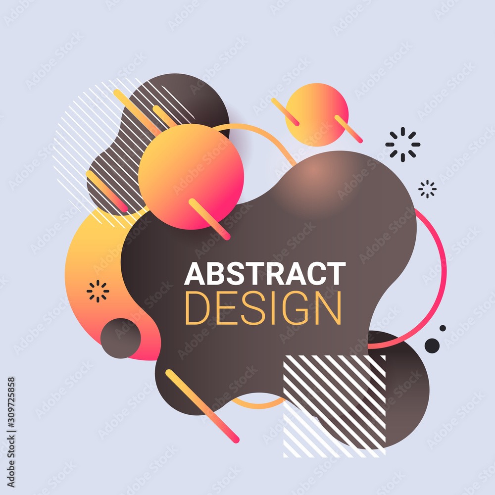 Poster modern graphic element dynamical colored form gradient abstract banner flowing liquid shape fluid co